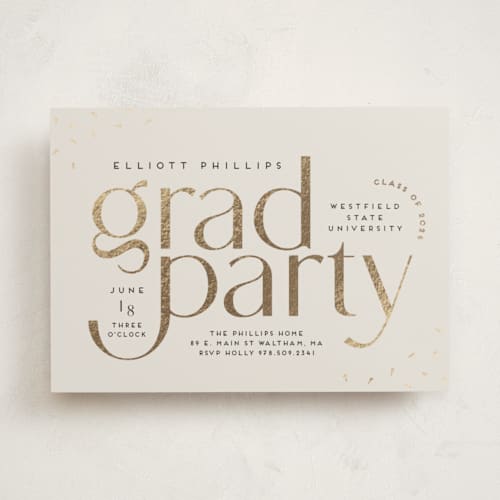 This is a oyster graduation invitations with foil pressed by Nicole Senecal called party type printing on signature in standard