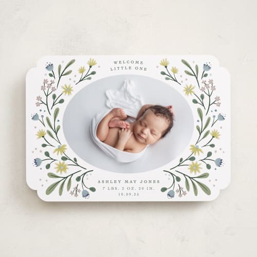 This is a daffodil birth announcements with standard by Alice Nelen called spring blooms printing on smooth signature in standard