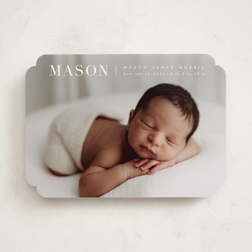 This is a snow birth announcements with standard by Sarah Curry called simply named printing on smooth signature in standard