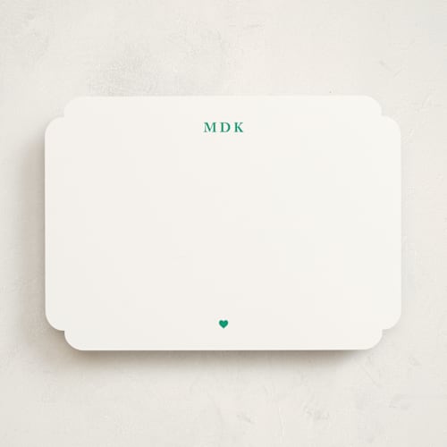 This is a grass personalized stationery thank you cards with standard by mo kelley called a little heart printing on signature in 5x7