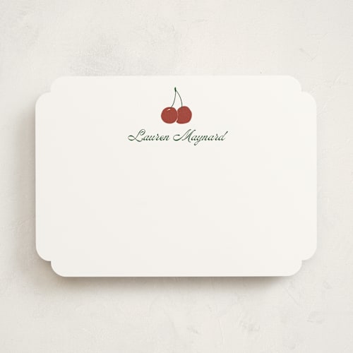 This is a cherry personalized stationery thank you cards with standard by Inkblot Design called cheery cherry printing on signature in 5x7