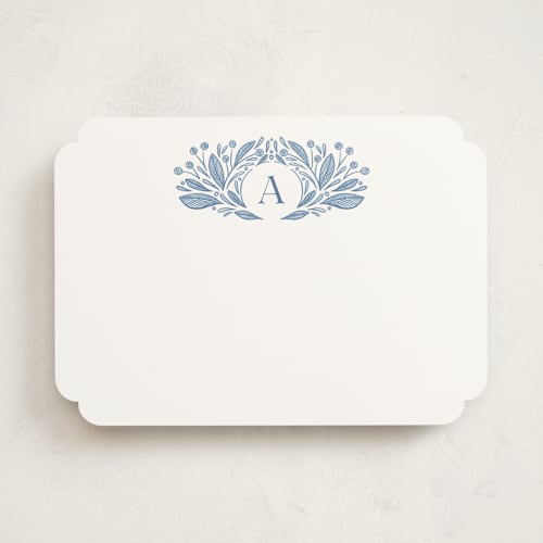 This is a sky personalized stationery thank you cards with standard by Jen Owens called leafy letter printing on signature in 5x7