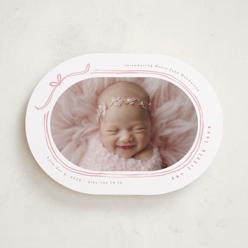 This is a gumdrop birth announcements with standard by Creo Study called bundle of joy printing on recycled smooth signature in standard