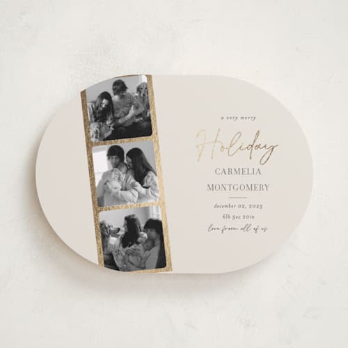 This is a eggnog babys first christmas with foil pressed by Summer Winkelman called photo strip printing on recycled smooth signature in standard