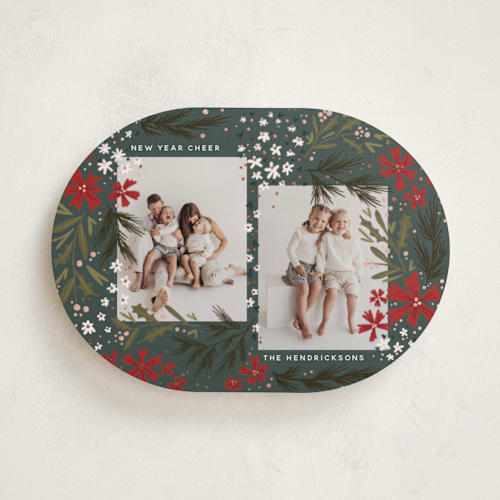 This is a pine foil pressed holiday cards with foil pressed by Hudson meet Rose called winter wonderland printing on recycled smooth signature in standard