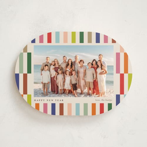 This is a creme new year photo cards with standard by chocomocacino called pabassinas printing on recycled smooth signature in standard