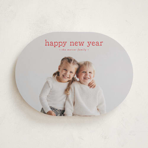 This is a poinsettia holiday photo cards with standard by Amy Kross called imprint printing on recycled smooth signature in standard