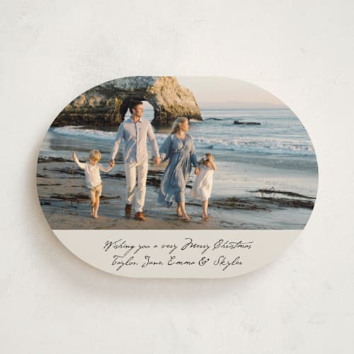 This is a ivory holiday photo cards with standard by Cass Loh called written wish printing on recycled smooth signature in standard