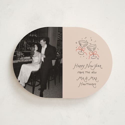 This is a candied grapefruit holiday photo cards with standard by Randi Cirelli called newlywed toast printing on recycled smooth signature in standard