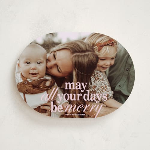 This is a winter rose holiday photo cards with standard by Baumbirdy called all merry days printing on recycled smooth signature in standard