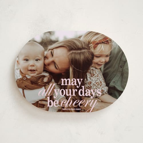 This is a winter rose holiday photo cards with standard by Baumbirdy called all merry days printing on recycled smooth signature in standard