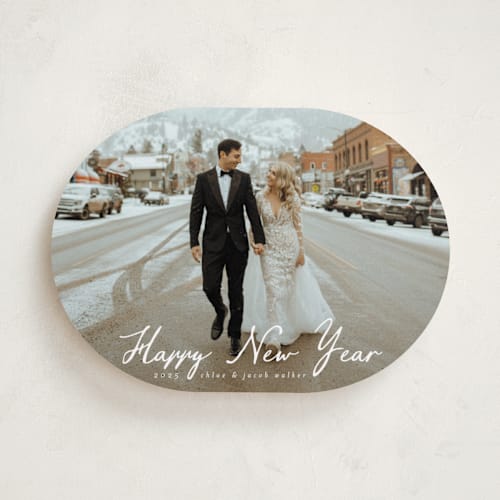 This is a snow holiday photo cards with standard by Ashley Iwafuchi called winter greetings printing on recycled smooth signature in standard
