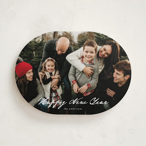 This is a snow holiday photo cards with standard by Ashley Iwafuchi called merriest wishes printing on recycled smooth signature in standard