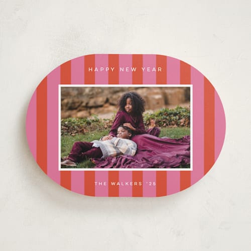 This is a strawberry holiday photo cards with standard by Morgan Kendall called cabana printing on recycled smooth signature in standard