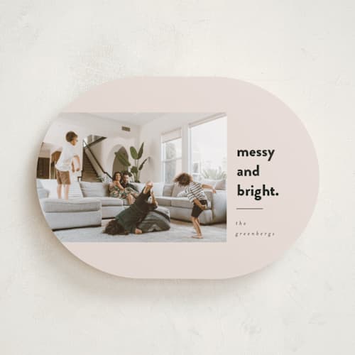 This is a blush holiday photo cards with standard by Iveta Angelova called messy & bright printing on recycled smooth signature in standard