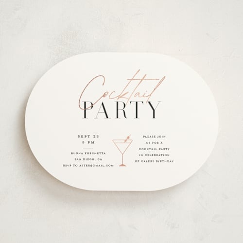 This is a pearl holiday party invitations with foil pressed by Summer Winkelman called chic printing on signature in standard