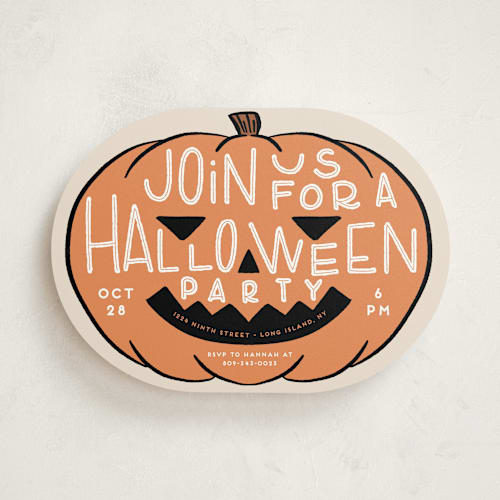 This is a pumpkin holiday party invitations with standard by Claudia Orengo called lantern printing on signature in standard