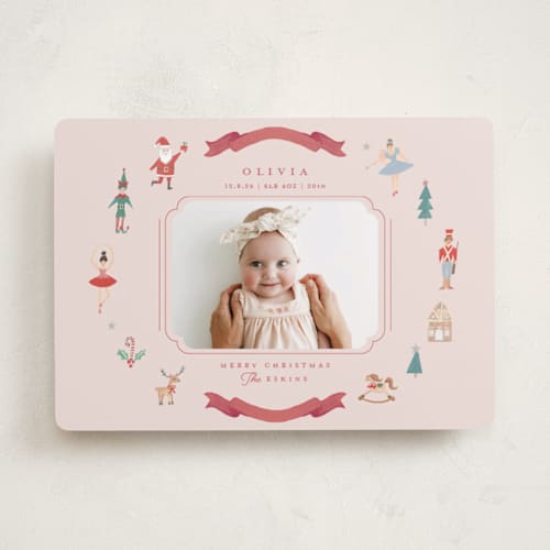 This is a candy cane babys first christmas with standard by Teju Reval called festive dreams printing on recycled smooth signature in standard