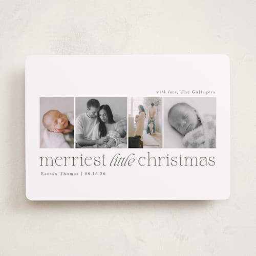 This is a forest babys first christmas with standard by Sarah Brown called little merriest printing on recycled smooth signature in standard