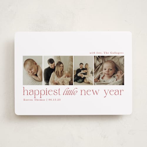 This is a cranberry babys first christmas with standard by Sarah Brown called little merriest printing on recycled smooth signature in standard