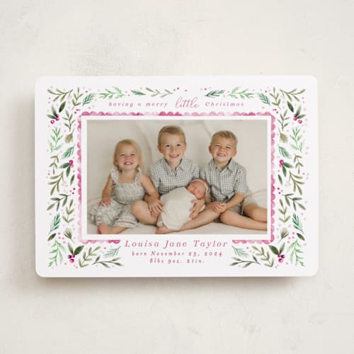 This is a carnation babys first christmas with standard by Alethea and Ruth called merry little christmas greenery printing on recycled smooth signature in standard