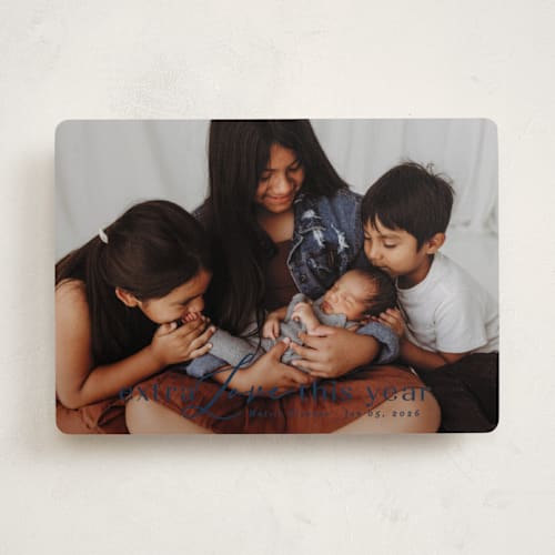 This is a french navy babys first christmas with standard by Angela Thompson called new year baby printing on recycled smooth signature in standard