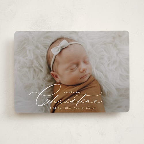 This is a cloud birth announcements with standard by Alethea and Ruth called sweeping name printing on smooth signature in standard