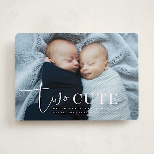 This is a silk birth announcements with standard by Creo Study called two cute printing on smooth signature in standard