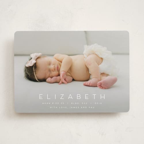 This is a sugar birth announcements with standard by Juneau Designs called sweet love printing on smooth signature in standard