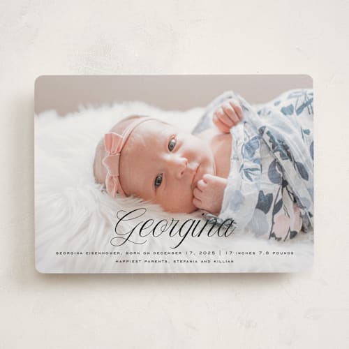 This is a galaxy birth announcements with standard by chocomocacino called cupcake printing on smooth signature in standard