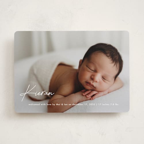This is a marshmallow birth announcements with standard by chocomocacino called raclette printing on smooth signature in standard