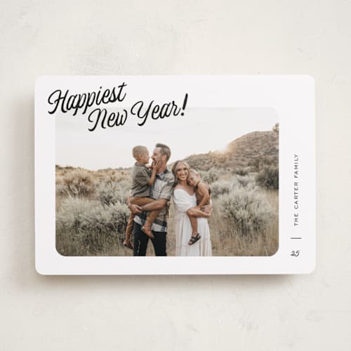 This is a snow photo christmas cards with standard by Pixel and Hank called joy snapshot printing on recycled smooth signature in standard