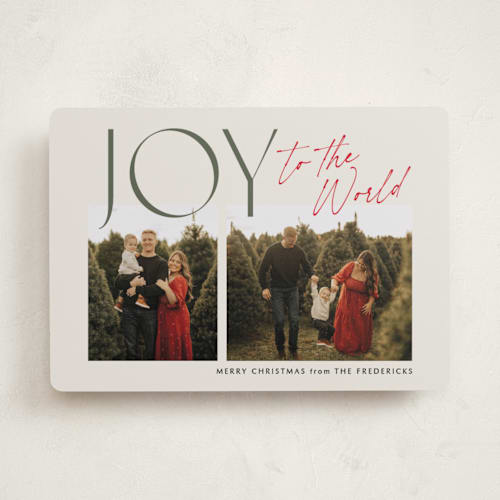 This is a candy cane photo christmas cards with standard by Jackie Crawford called joyfully duo printing on recycled smooth signature in standard