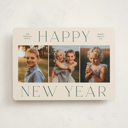 This is a spruce photo christmas cards with standard by Ekko Studio called classy trio printing on recycled smooth signature in standard