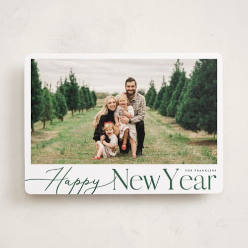This is a evergreen photo christmas cards with standard by Carolyn MacLaren called merry mix printing on recycled smooth signature in standard