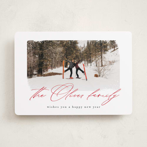 This is a holly berry photo christmas cards with standard by AK Graphics called family signature printing on recycled smooth signature in standard