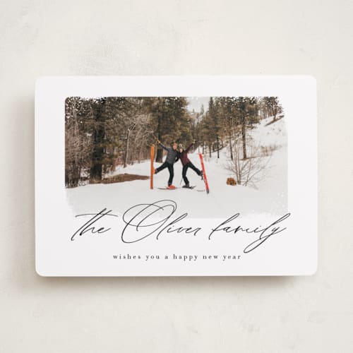 This is a noir photo christmas cards with standard by AK Graphics called family signature printing on recycled smooth signature in standard