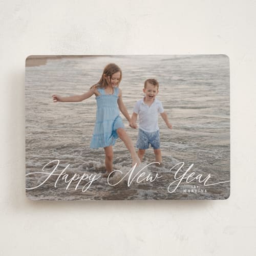 This is a snow photo christmas cards with standard by Kelly Schmidt called scripted merry christmas printing on recycled smooth signature in standard