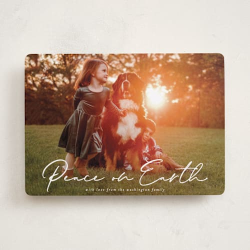This is a snow photo christmas cards with standard by Ashley Iwafuchi called peaceful greeting printing on recycled smooth signature in standard
