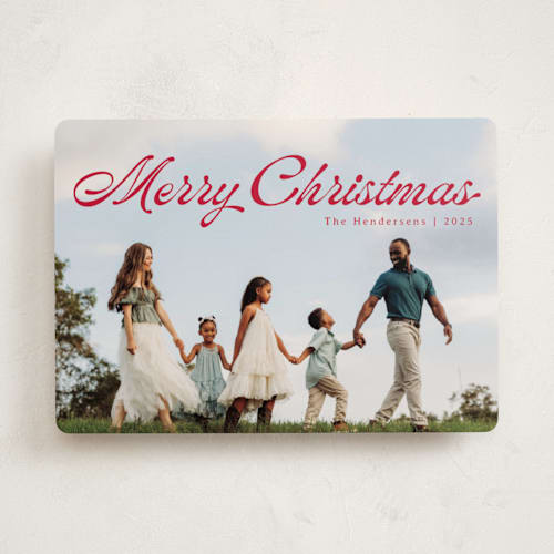 This is a berry photo christmas cards with standard by Ellis called calligraphic printing on recycled smooth signature in standard