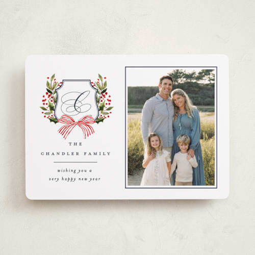 This is a night photo christmas cards with standard by Brooke Chandler called classic merry crest printing on recycled smooth signature in standard