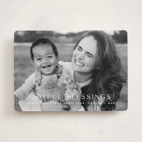 This is a snow photo christmas cards with standard by Kristie Kern called brightest blessings printing on recycled smooth signature in standard