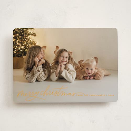 This is a north star photo christmas cards with standard by Kristen Magee called merry christmas script printing on recycled smooth signature in standard