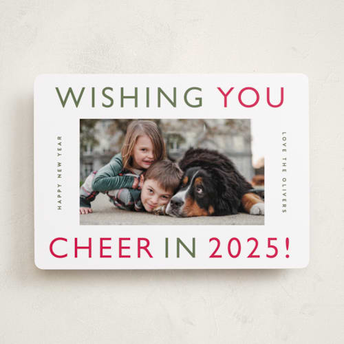 This is a mistletoe photo christmas cards with standard by Carolyn MacLaren called good tidings printing on recycled smooth signature in standard