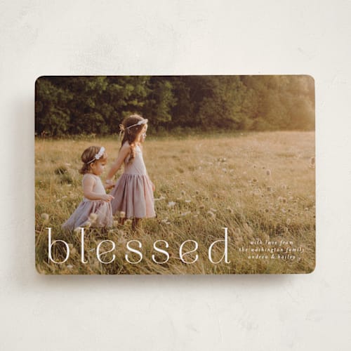 This is a snow photo christmas cards with standard by Ashley Iwafuchi called beautifully blessed printing on recycled smooth signature in standard