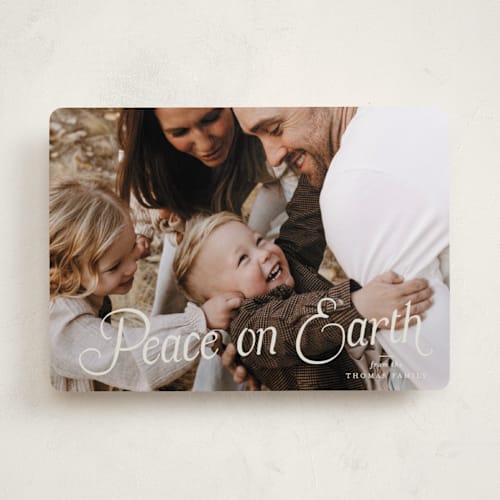 This is a cream photo christmas cards with standard by Blustery August called spruce printing on recycled smooth signature in standard