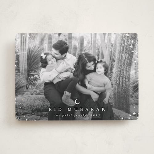 This is a snow eid cards with standard by AK Graphics called starry surround printing on recycled smooth signature in standard
