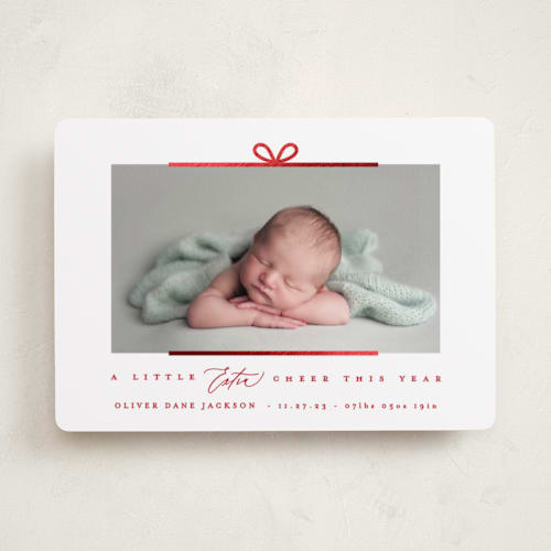 This is a peppermint babys first christmas with foil pressed by Creo Study called our perfect gift printing on recycled smooth signature in standard