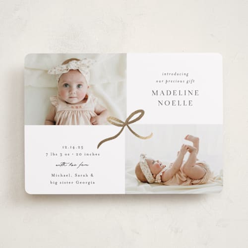 This is a snowflake babys first christmas with foil pressed by Emily Betts called precious two printing on recycled smooth signature in standard