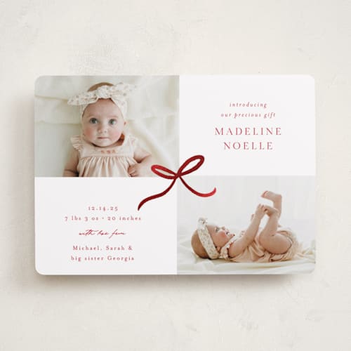 This is a reindeer nose babys first christmas with foil pressed by Emily Betts called precious two printing on recycled smooth signature in standard